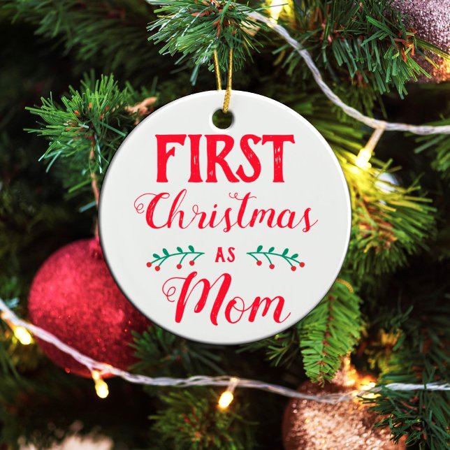 First Christmas as Mom white with photo Ceramic Ornament (Creator Uploaded)