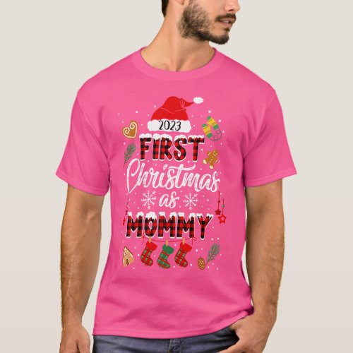 First Christmas As Mommy 2023 Xmas Family Christma T_Shirt