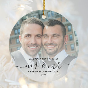 First Christmas as Mr and Mr LGBTQ Keepsake Ceramic Ornament
