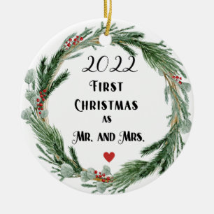 First Christmas As Mr and Mrs  Ceramic Ornament