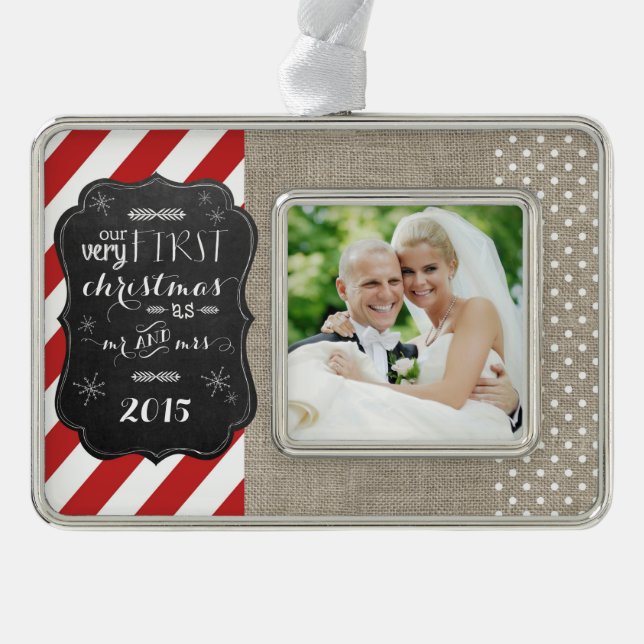 First Christmas as Mr and Mrs Chalkboard Ornament (Front)