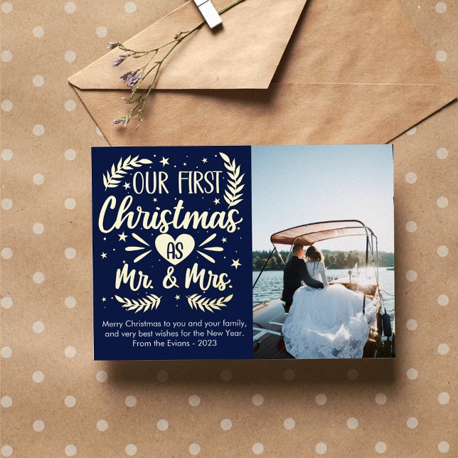 First Christmas as MR and MRS Foil Holiday Card (Creator Uploaded)