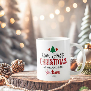 First Christmas  as Mr and Mrs Personalized   Coffee Mug