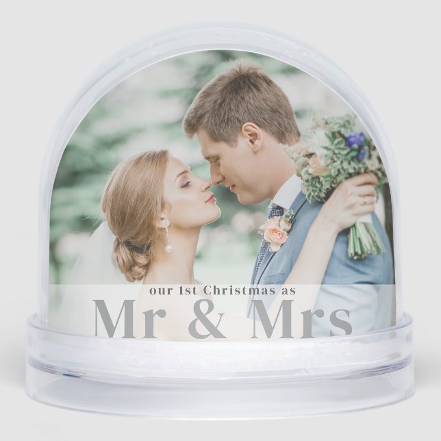 First Christmas as Mr and Mrs Photo Snow Globe (Front)