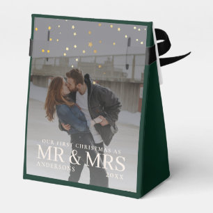 First Christmas as Mr and Mrs Romantic Couple Phot Favor Boxes
