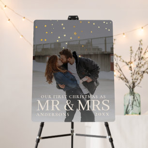 First Christmas as Mr and Mrs Romantic Couple Phot Foam Board