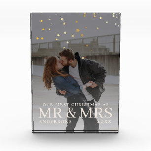 First Christmas as Mr and Mrs Romantic Couple Phot Photo Block