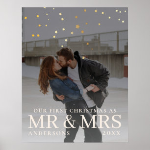 First Christmas as Mr and Mrs Romantic Couple Phot Poster