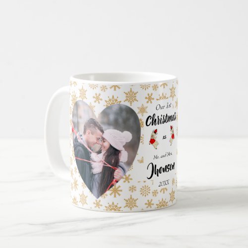 First Christmas as Mr and Mrs Snowflake Photo Coffee Mug