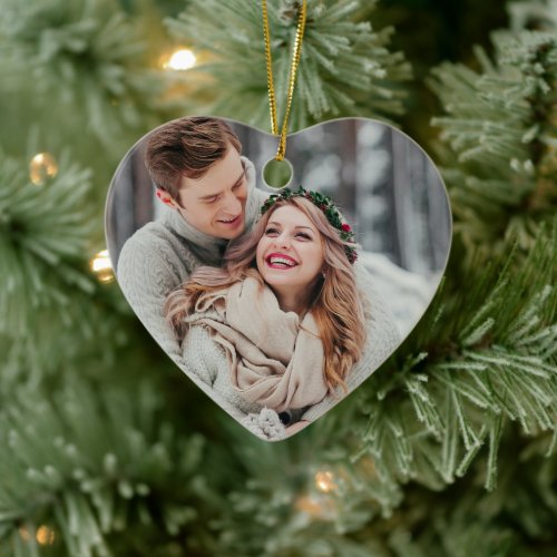 First Christmas as Mr and Mrs Wedding Photo Ceramic Ornament