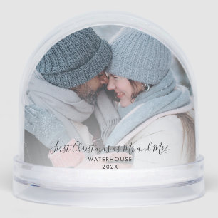 First Christmas as Mr and Mrs Winter Photos Custom Snow Globe