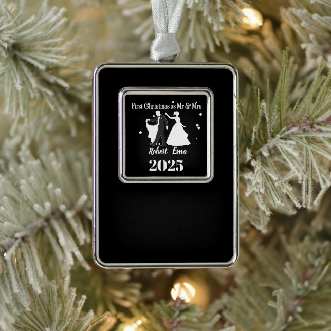 First Christmas As Mr & Mrs 2025 Personalized Christmas Ornament (Tree)