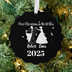 First Christmas As Mr & Mrs 2025 Personalized Ornament Card