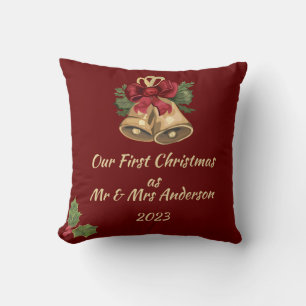 First Christmas as Mr & Mrs editable names & date Throw Pillow