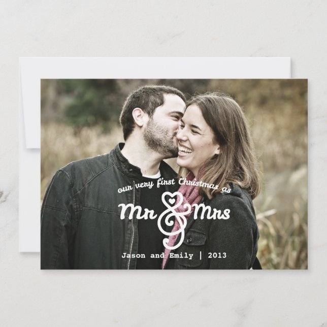 First Christmas as Mr & Mrs Holiday Photo Card (Front)