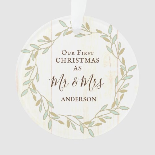 First Christmas as Mr  Mrs Inspirational Quote Ornament