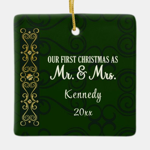First Christmas As Mr  Mrs Irish Design Blessing Ceramic Ornament