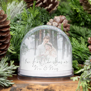 First Christmas as Mr Mrs Newlywed 2 Photos Snow Globe