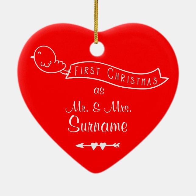 First Christmas as Mr & Mrs Personalized Ornament (Back)