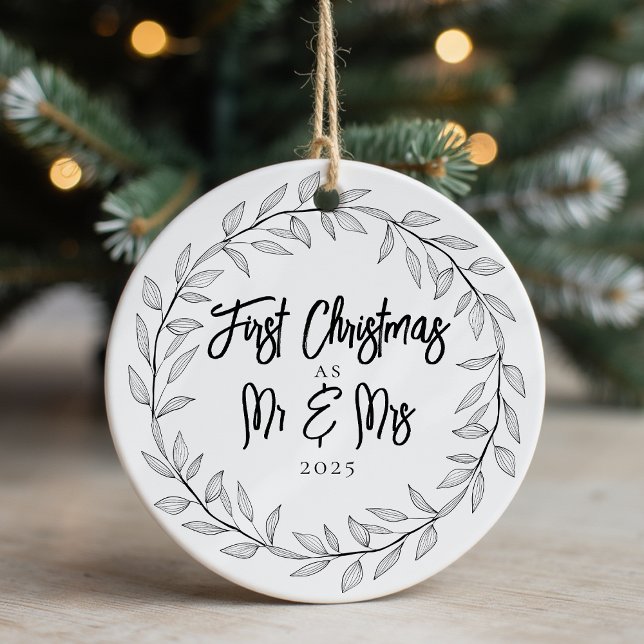 First Christmas as Mr & Mrs Photo Keepsake Ceramic Ornament (Creator Uploaded)