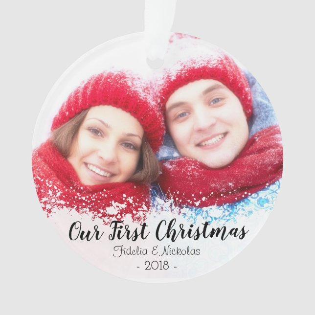 First Christmas as Mr. & Mrs. Photo Ornament (Front)