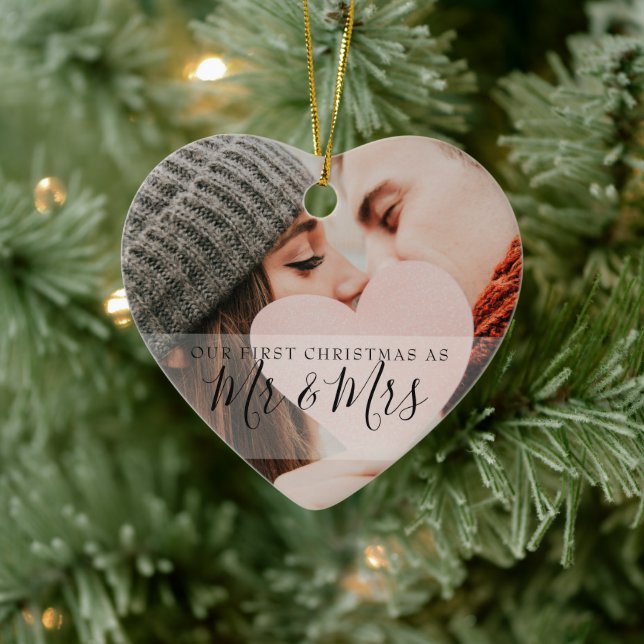 First Christmas As Mr & Mrs Photos Ceramic Ornament (Tree)
