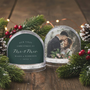 First Christmas as Mr. & Mrs. Wedding Photo Snow Globe