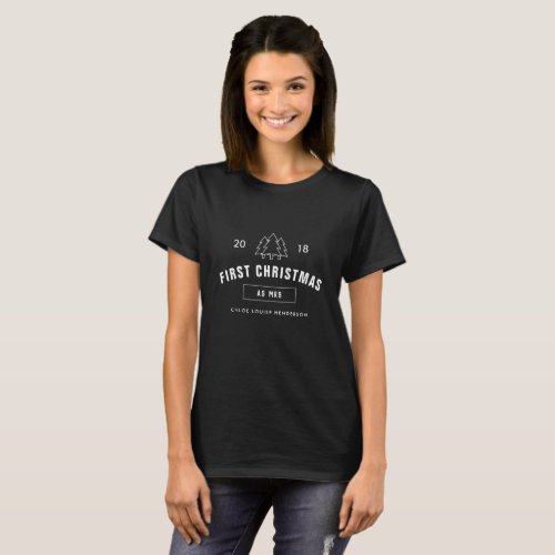 First Christmas as Mrs Personalized Surname Logo T_Shirt