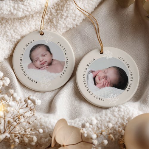 First Christmas as Nana 2 Photo Personalized Ceramic Ornament