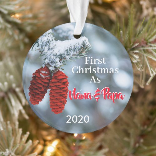 First Christmas as Nana  Papa New Grandparents Ornament