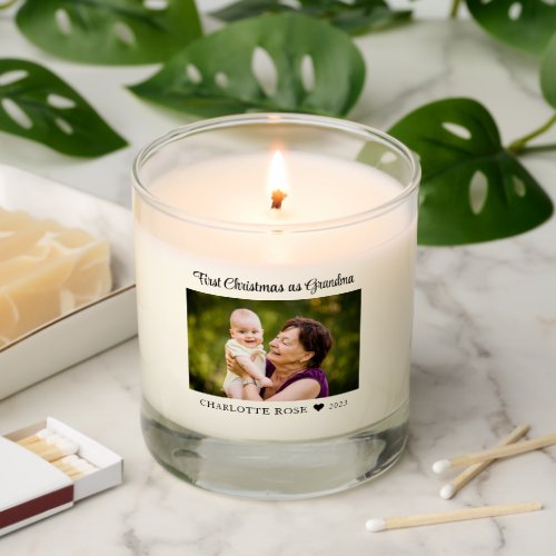 First Christmas as New Grandma Baby Photo Scented Candle