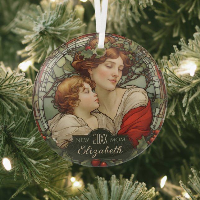 First Christmas as New Mom Stained Glass Ornament (Insitu)