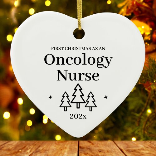 First Christmas As Oncology Nurse Heart Ceramic Ornament