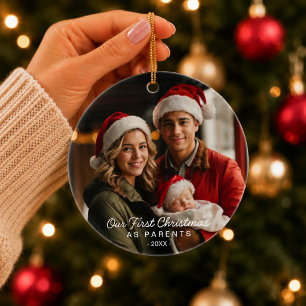 First Christmas as Parents for New Mom and Dad Ceramic Ornament