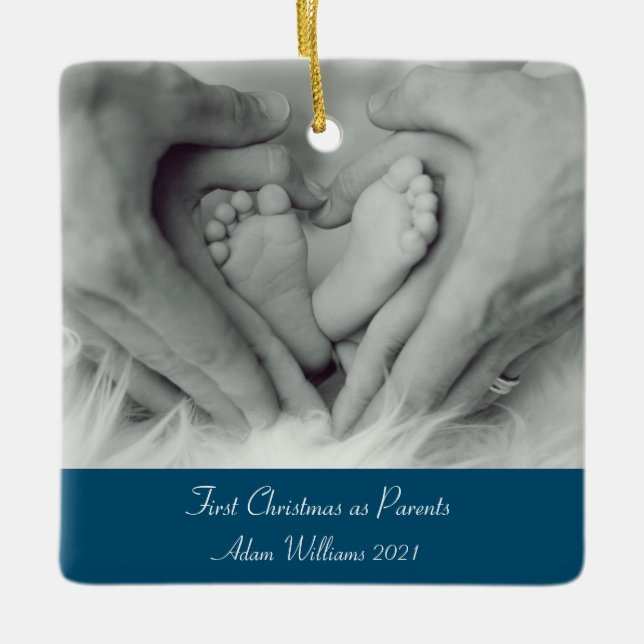 First Christmas as Parents Personalized Ceramic Ornament (Front)