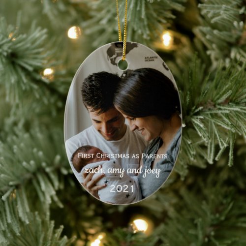 First Christmas As Parents Photo Ceramic Ornament