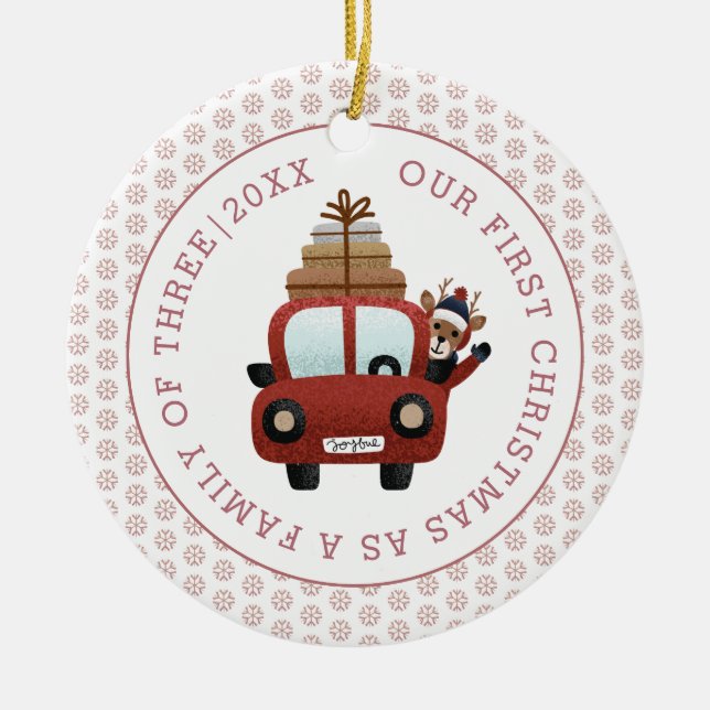 First Christmas as parents rose gold photo Ceramic Ornament (Front)