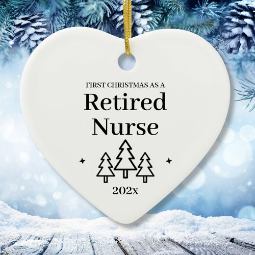 First Christmas As Retired Nurse 2024 Heart Ceramic Ornament