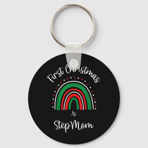 First Christmas As Step Mom Cute Xmas Rainbow New  Keychain