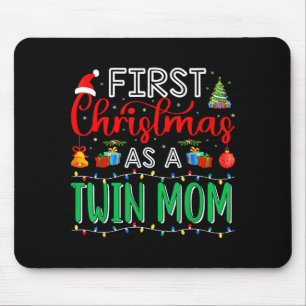 First Christmas As Twin Mom Family Matching New Tw Mouse Pad