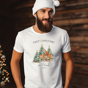 First Christmas as Uncle Year Cute Giraffes Family T-Shirt