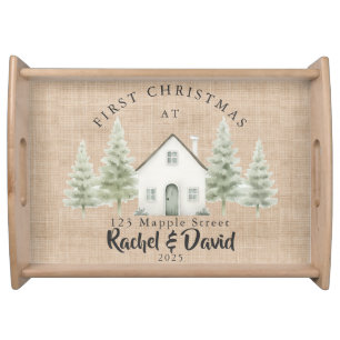 First Christmas at New Home Personalized Serving T Tray