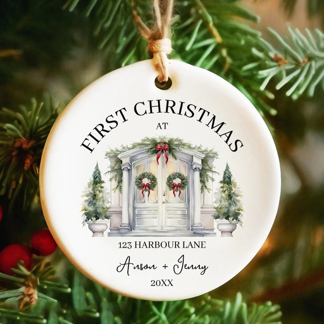 First Christmas At New House Custom Name Year Ceramic Ornament (Creator Uploaded)