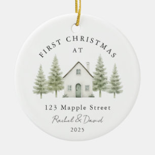 First Christmas at Our New Address – Cottage Ceramic Ornament