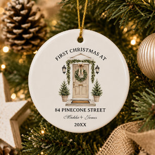 First Christmas at Our New Home Address Front Door Ceramic Ornament