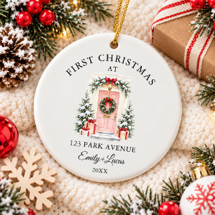 First Christmas at Our New Home Address Front Door Ceramic Ornament