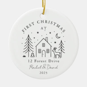 First Christmas at Our New Home – Moon & Deer Line Ceramic Ornament