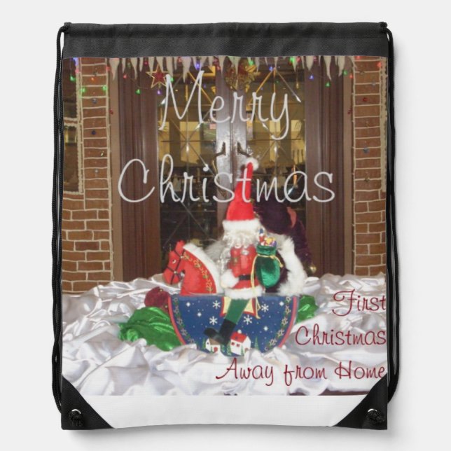 First Christmas Away from Home inspired art design Drawstring Bag (Front)