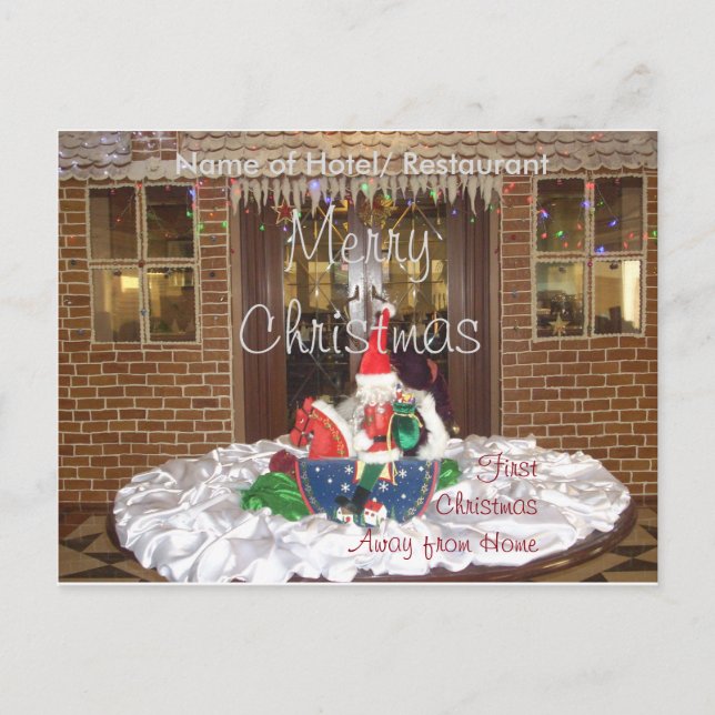 First Christmas away from home Inspired Art Design Holiday Postcard (Front)