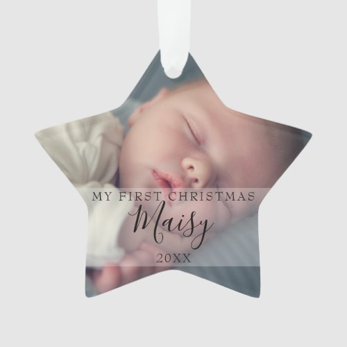 First Christmas Baby 2 Photo Script Name Ornament